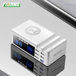 6个端口QC3.0带LCD显示器充电站的USB充电器无线充电器快速充电适配器iPhone Xiaomi Huawei